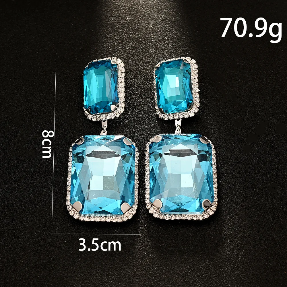 New square earrings simple rhinestone earrings catwalk fashion accessories women's earrings