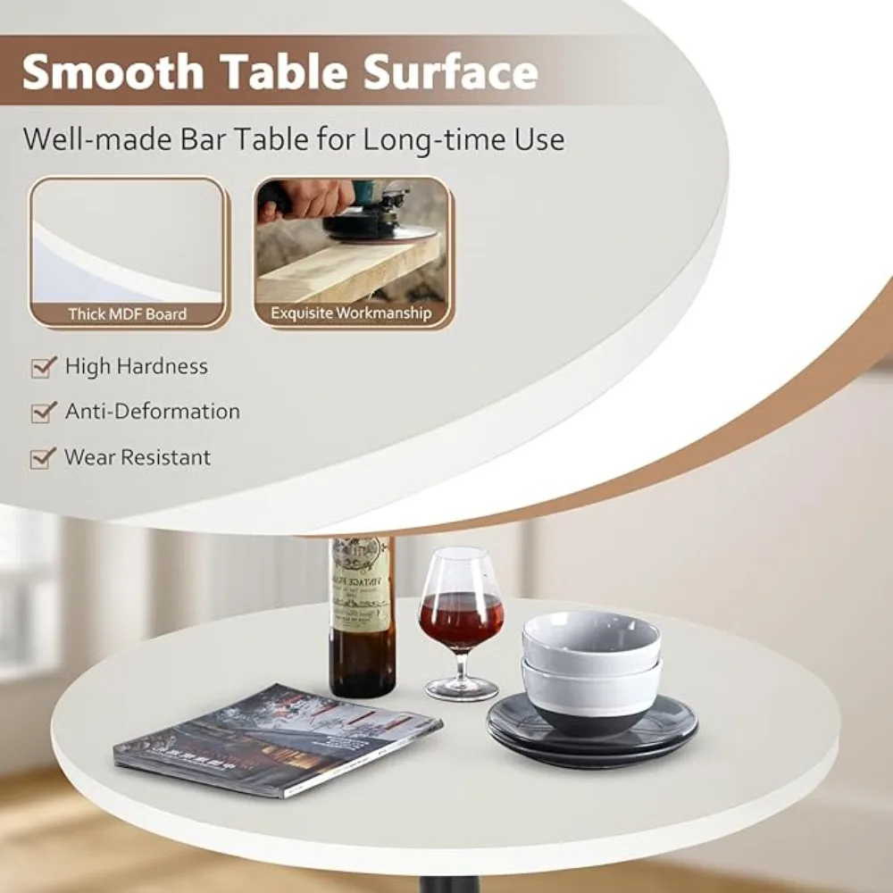 طاولة مستديرة 40 بوصة طاولة بار عالية الجودة، طاولة كوكتيل للمنزل والمطبخ والمطعم