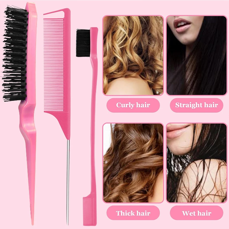 Professional 6-Piece Hairdressing Tool Set Includes Gel Spray Bottle EdgeControl Brush Mouse Tail Comb Knitting Tools Hair Brush