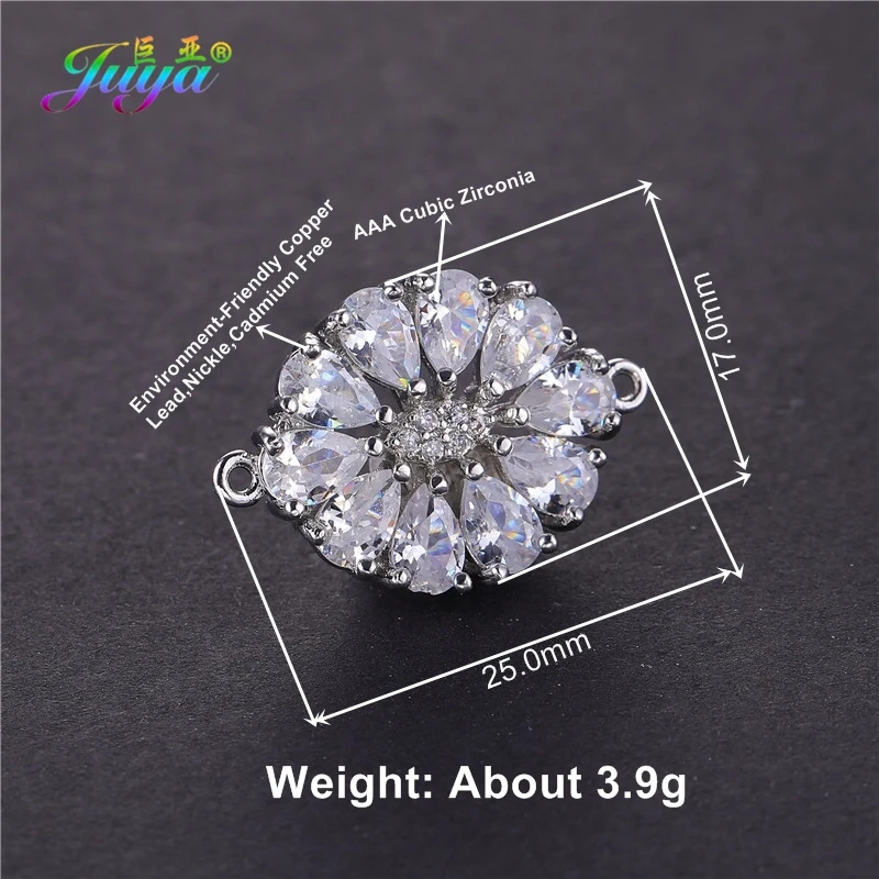 Juya DIY-Schmuckzubehör für Damen, kubischer Zirkonia, Blumenverbinder, Zubehör für Handarbeiten, Charms, Armbänder, Ohrringe, Herstellung – Detail 15