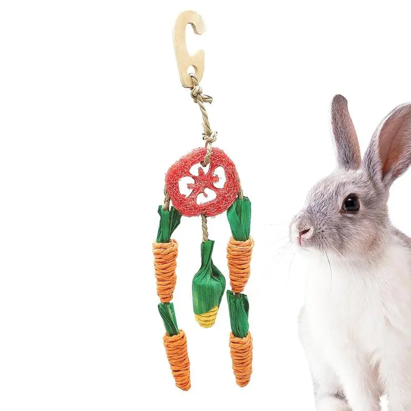 Chew Toys For Rabbits Parrot Chewing Toy Pet Rabbit Toys Bite-Resistant Carrot Shape Bird Cage Toys For Hamsters Guinea Pigs