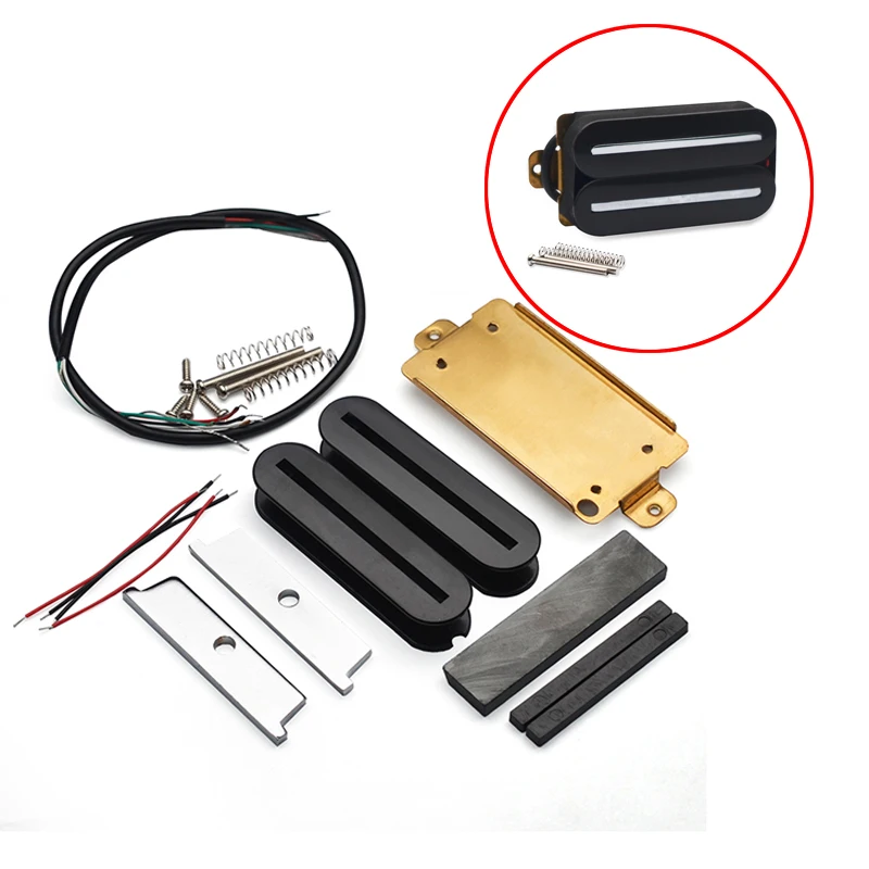 Humbucker Electric Guitar DIY Kit Double Coil Pickup Bobbin/Ceramic Bar/Cable/Blade/Baseplate/Plastic Gasket Pieces Guitar Parts