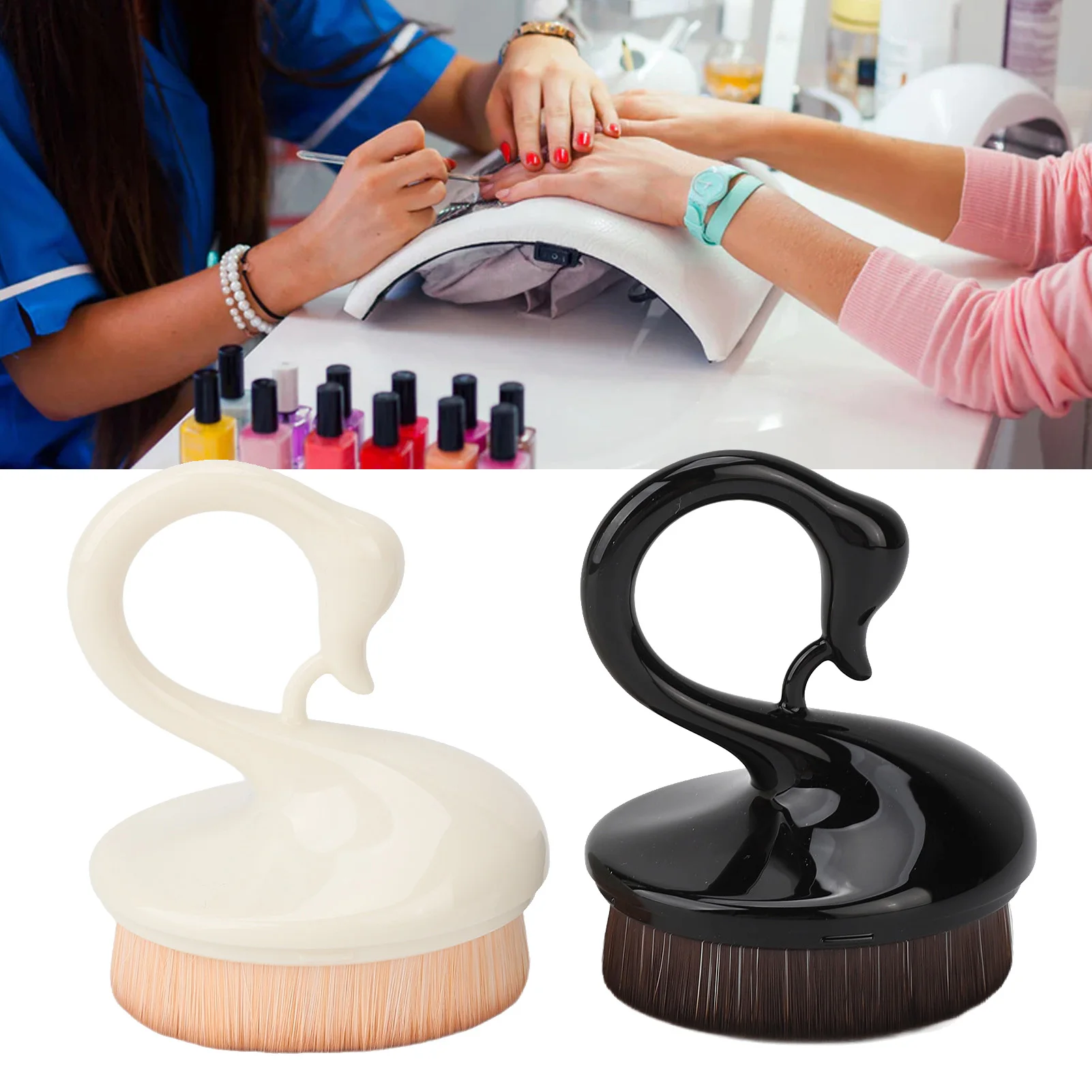 ZK40 2pcs Nail Dust Remover Brush Home Salon Portable Exquisite Fashionable Nail Powder Cleaner Brush Set