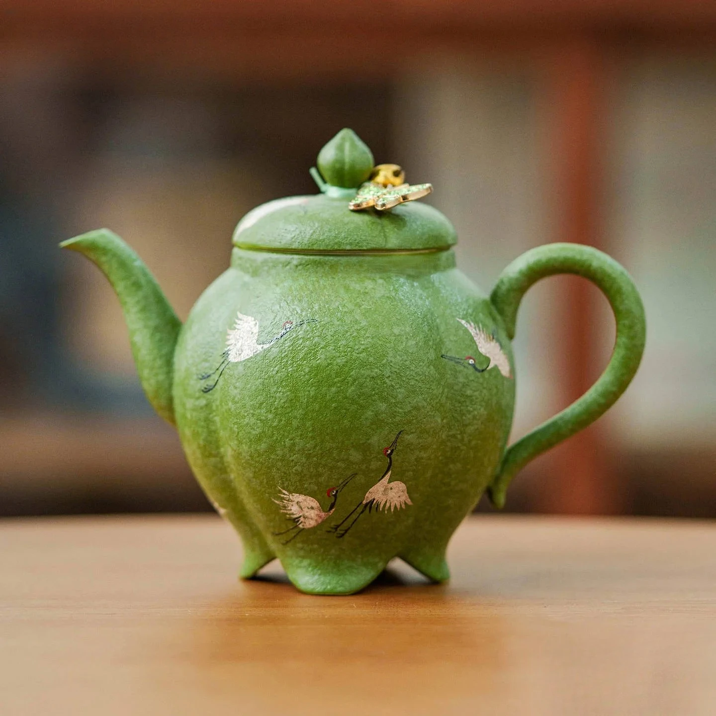 Citrus Green Crane Teapot Boutique Tea Infuser Pot Household Tea Soaking Kettle With Ball Hole Kung Fu Tea Tableware Gift view 4