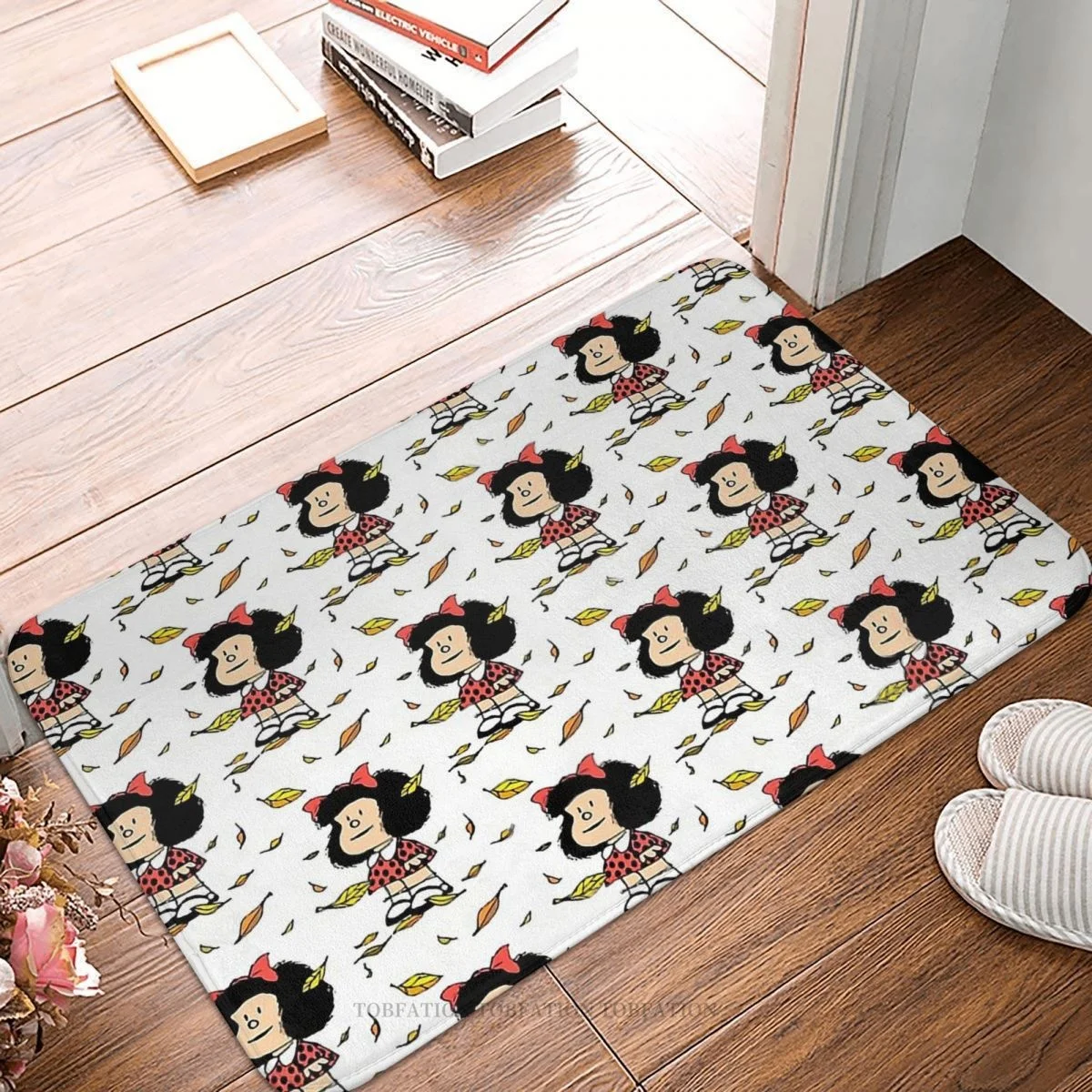 Mafalda Miguelito Comic Kitchen Non-Slip Carpet Autumn Leaves Quino Argentino Flannel Mat Welcome Doormat Floor Decor Rug