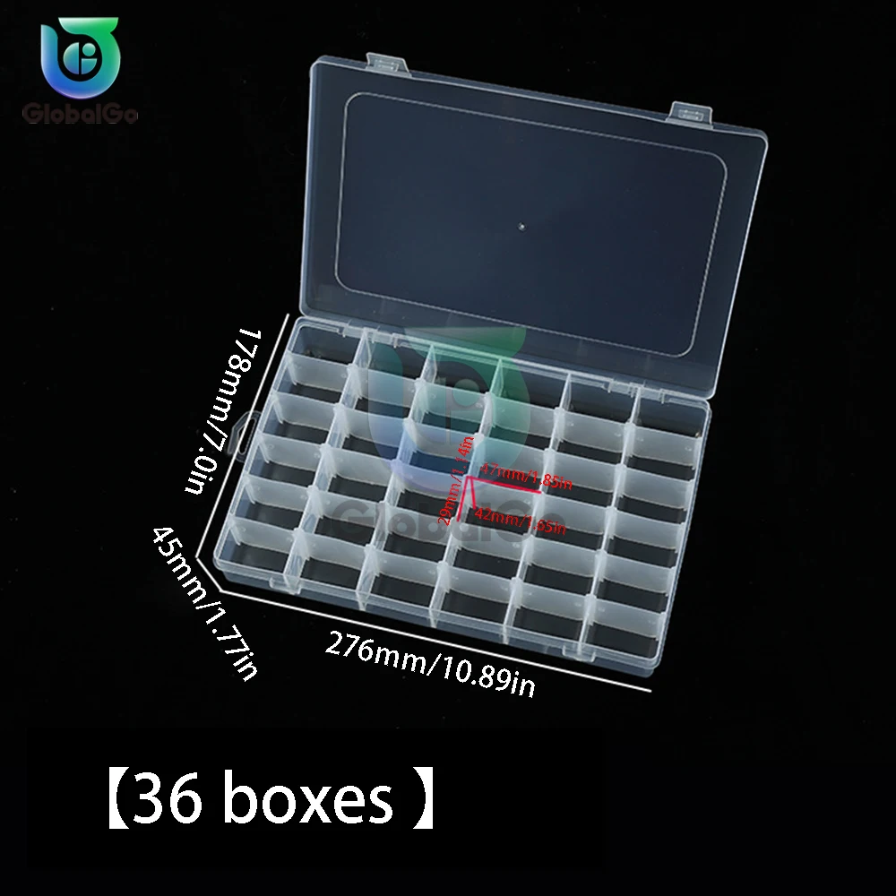 10/15/24/36 Grids Transparent Plastic Storage Jewelry Box Plastic Compartment Adjustable Container Storage Tool Boxes