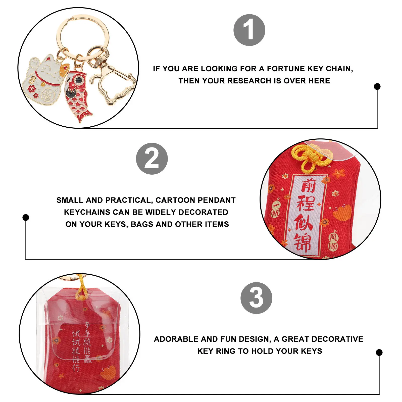 Fortune Lucky Cat Keychain Japanese Omamori Charm Small Portable Bag Pendant Key Decoration Cartoon Design Backpack Purse