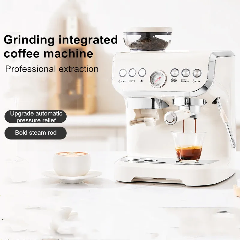 Integrated Coffee Grinder and Maker 20Bar Pressure Built in Burr Grinder Programmable Brewing for Espresso Latte Cappuccino