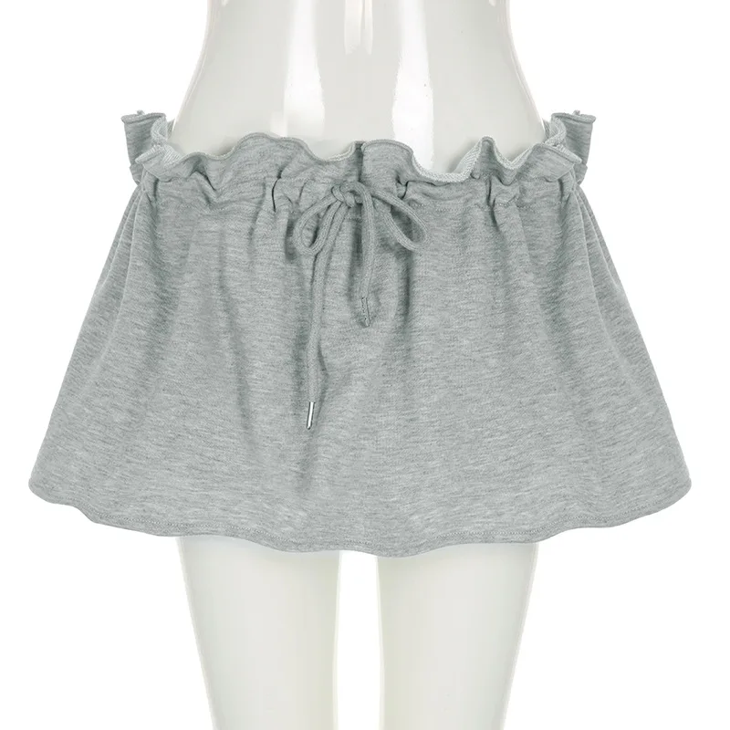 Falda de pétalos con cordón estilo Ballet dulce, cintura con cordones y pantalones de falda hinchados, falda corta antideslumbrante para mujer