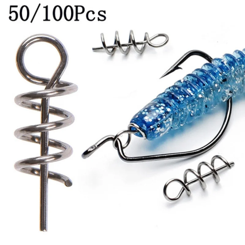 50/100pcs Stainless Steel Spring Lock Pin Fishing pin Screw Crank Hook Spring Twist Lock Fishing Connector  Lure Tackle