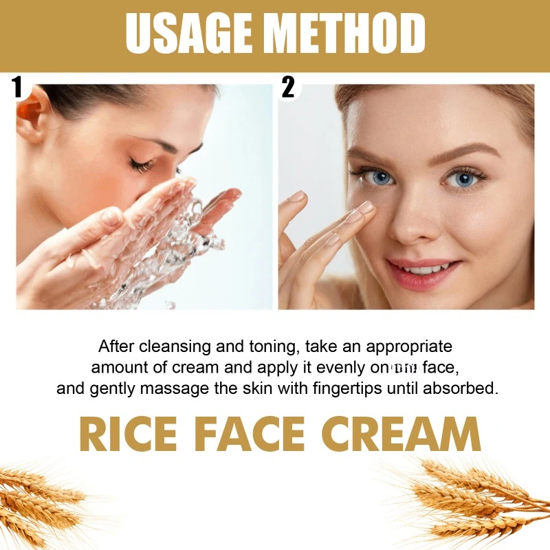 Crema facial de arroz que se desvanece, líneas finas, manchas oscuras, elimina la melanina opaca, ilumina la piel, hidrata profundamente los poros reafirmante, repara la cara