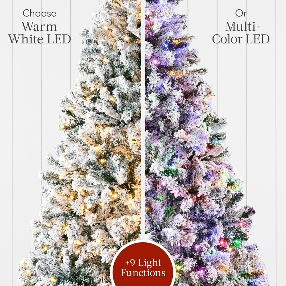 Pre Installed Artificial Christmas Tree with 12 Foot Snow-white Pine Tree, 2-in-1 White and Multi-color LED Lights