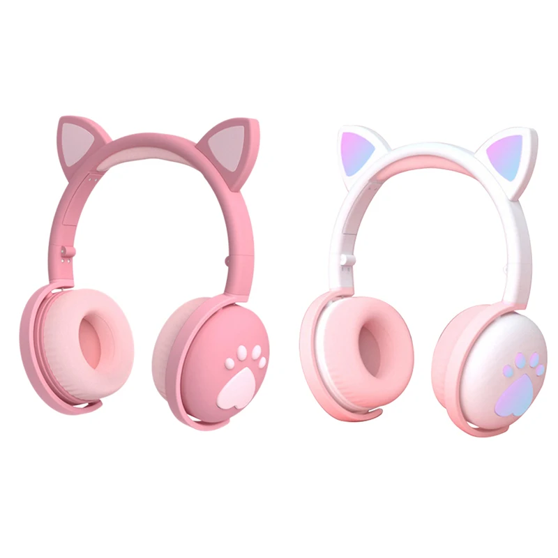 

Cute Bluetooth 5.0 Headset Macarons Cat Ears HIFI Foldable 7.1 Surround Sound Headset Live Voice Call