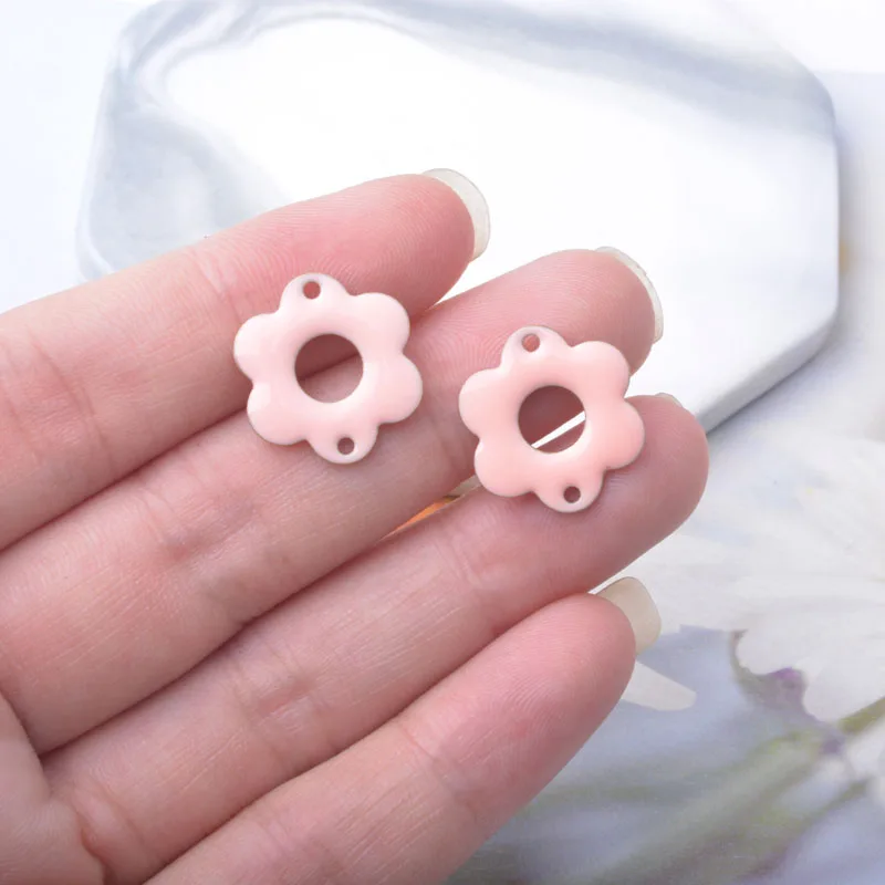 10 Stück Kupfer-Emaille Doppelloch-Blumenverbinder Anhänger Zweiseitige Öltropfen-Charms DIY Schmuck Armband Halskette Herstellung – Detail 5