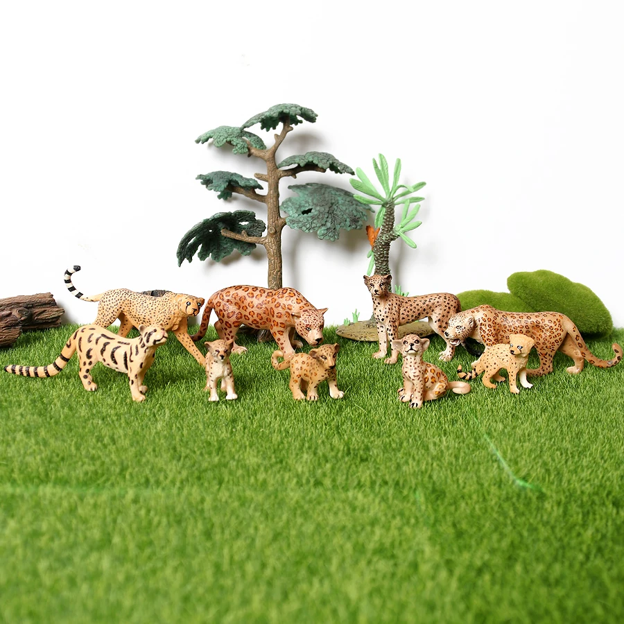 Realistic Wild Life Panther Cheetah Snow Leopard Jaguar Cub Model Figure Jungle Animal Figurine Educational Toy Cake Toppers