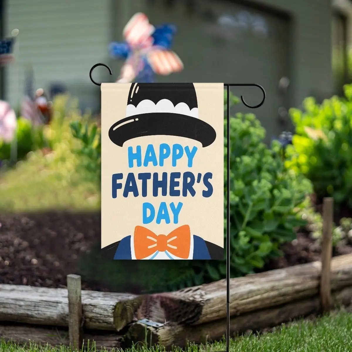 Festive Father's Day Hat Welcome Garden Flag Double Sided Vertical 12x18 Inch Banners Yard Outdoor Farmhouse Decor LLO LLX uui