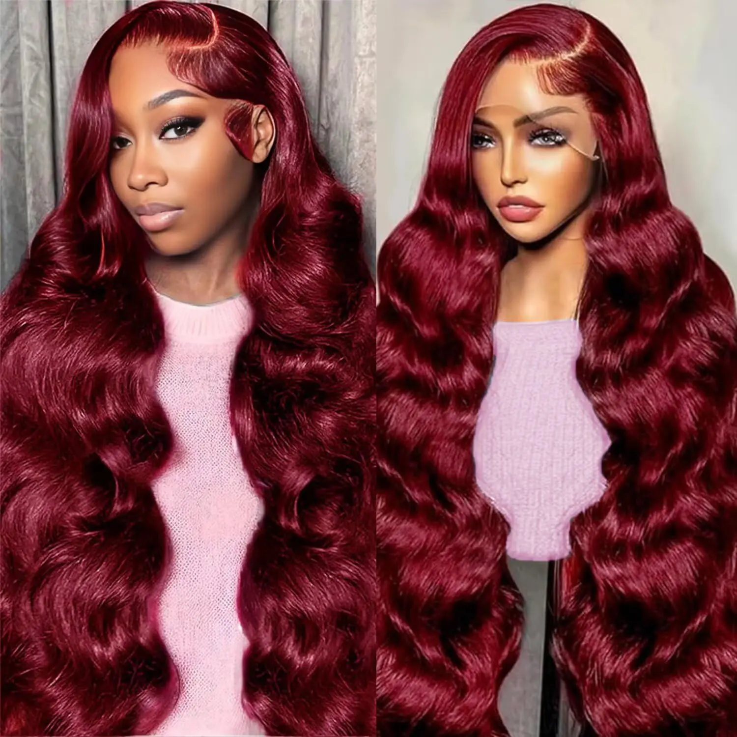 

Парик 99J бургундского цвета, волнистый, с кружевной передней частью 13x4, 13x6, HD-кружево, из натуральных волос, предварительно выщипанный, 99J, плотность 200, 42-44 дюйма