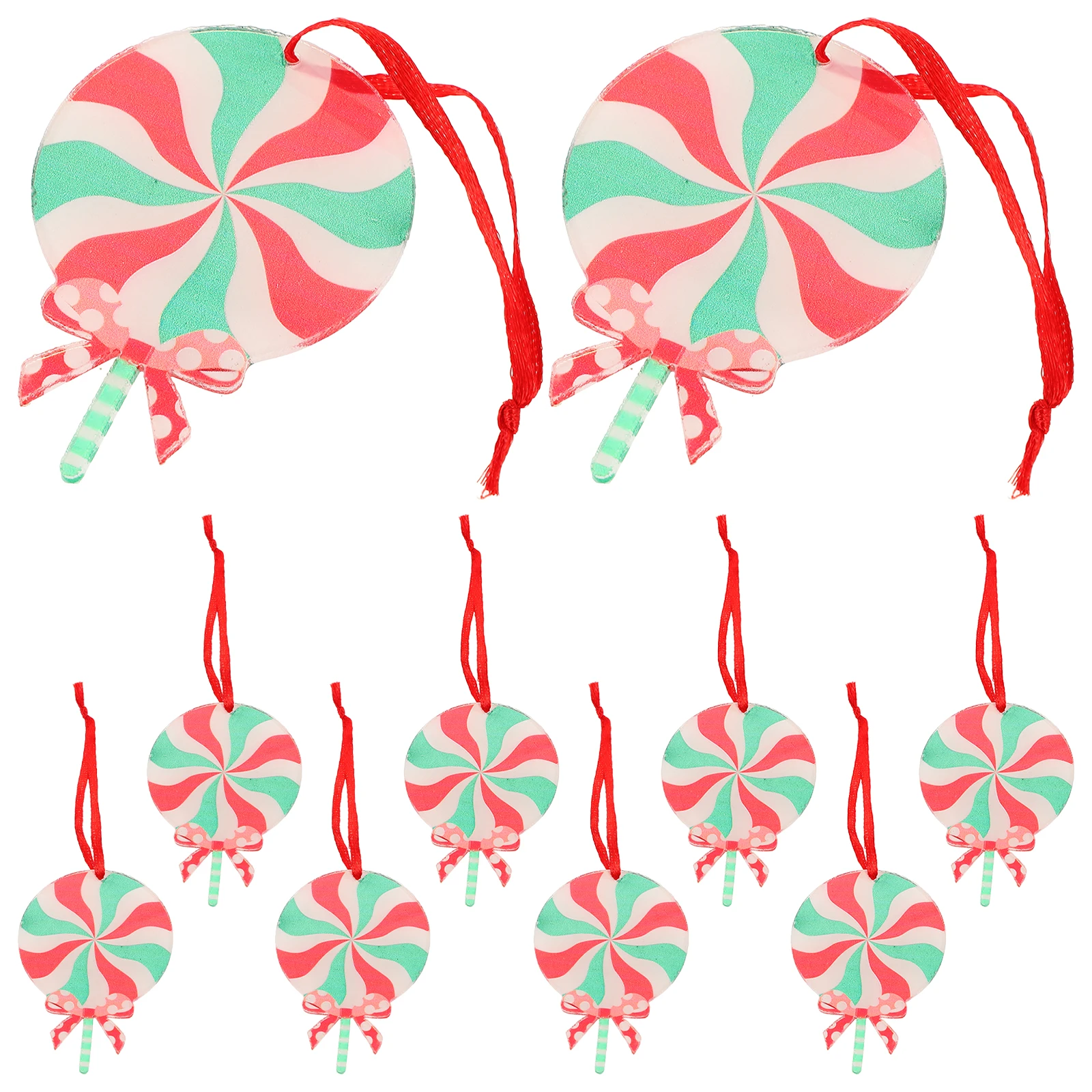 

10 Pcs Christmas Tree Pendant Shower Candyland Theme Mini Canes Ornaments Acrylic Birthday Party Supplies