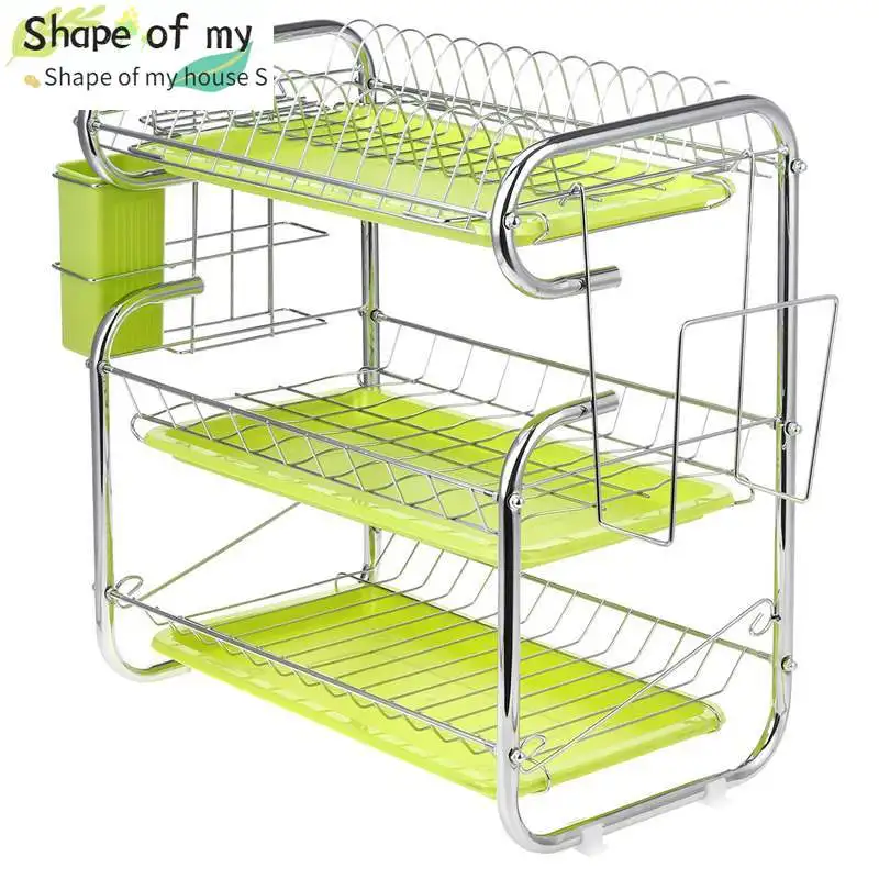 3 Tier Sink Dish Drying Rack Bowl Shelf Cutlery Holder Multi-layer Kitchen Storage Rack Shelf Plate Chopboard Dish Rack