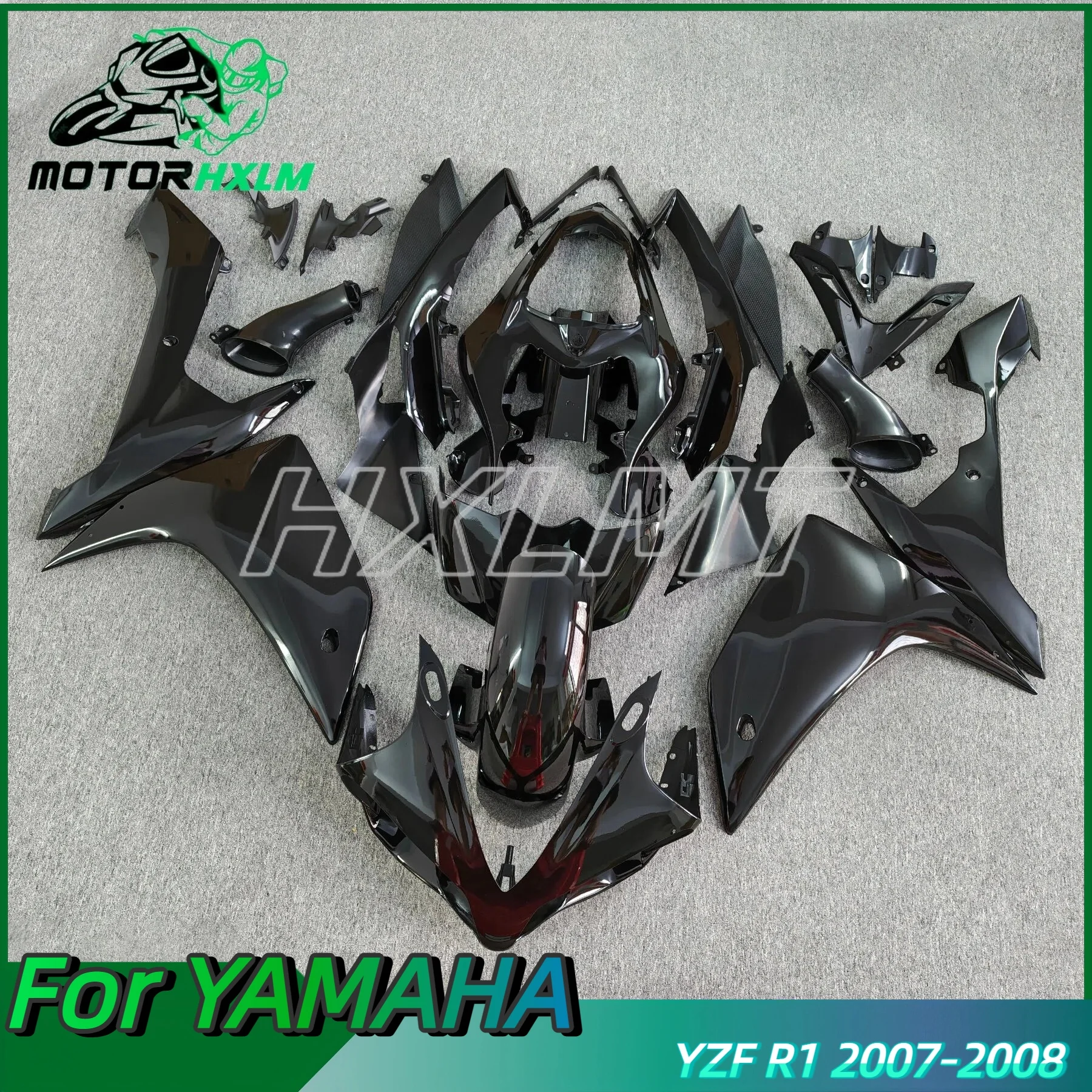 

Injection Fairings Kit For YAMAHA YZF R1 07 08 YZFR1 2007 2008 Glossy Black Motorcycle parts ABS Plastic Cover Bodywork