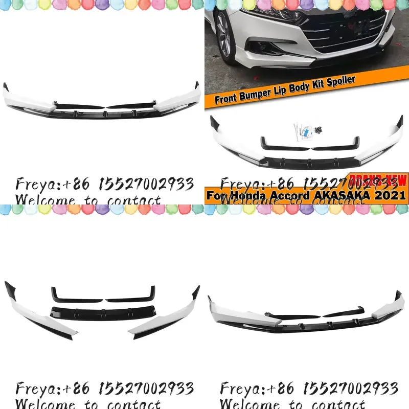 AKASAKA For Accord 2021-2022 Front Bumper Spoiler Lip+Fog Light Eyebrow Cover Trim Air Vent Intake Frame Splitter