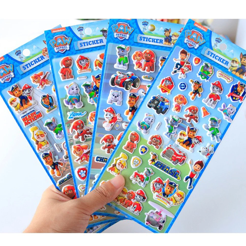 1PCS Cute 3D PAW Patrol Cartoon Bubble Stickers Decoration Suitcase Scrapbooking Phone Laptop Stationery Kid\'s Toy Sticker