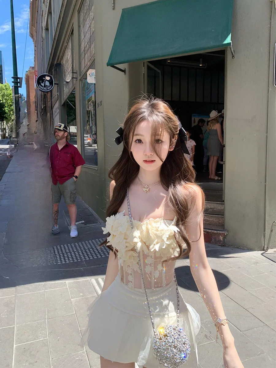 

Сексуальный комплект из двух предметов из полиэфирного волокна с цветочным принтом на бретельках ort Sve для молодых женщин в весеннем сезоне Their Prime