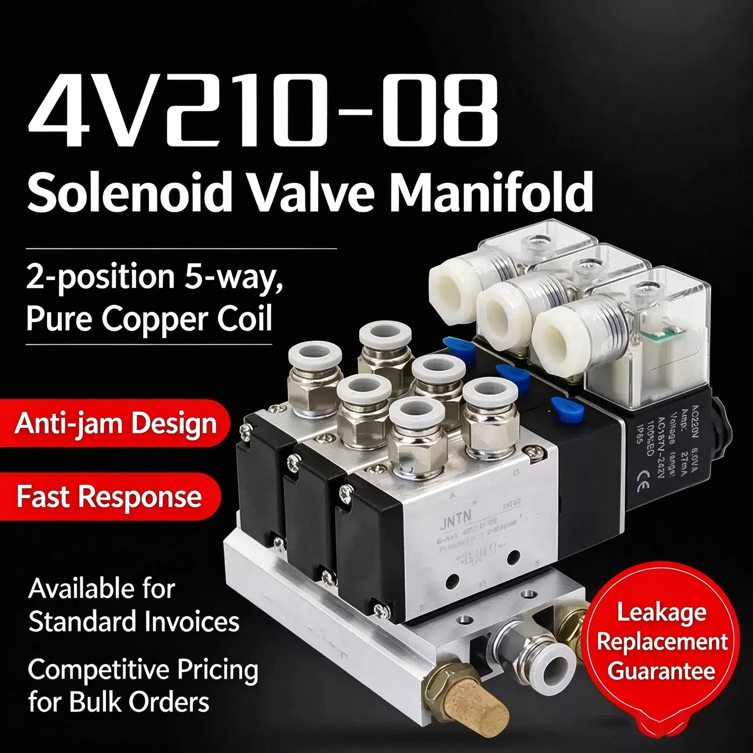 Block Multi Option 2/3/4/5/6/8/10 Way 12/24V DC 110/220V AC with Muffler Fitting Base Manifold 4V210-08 Pneumatic Solenoid Valve