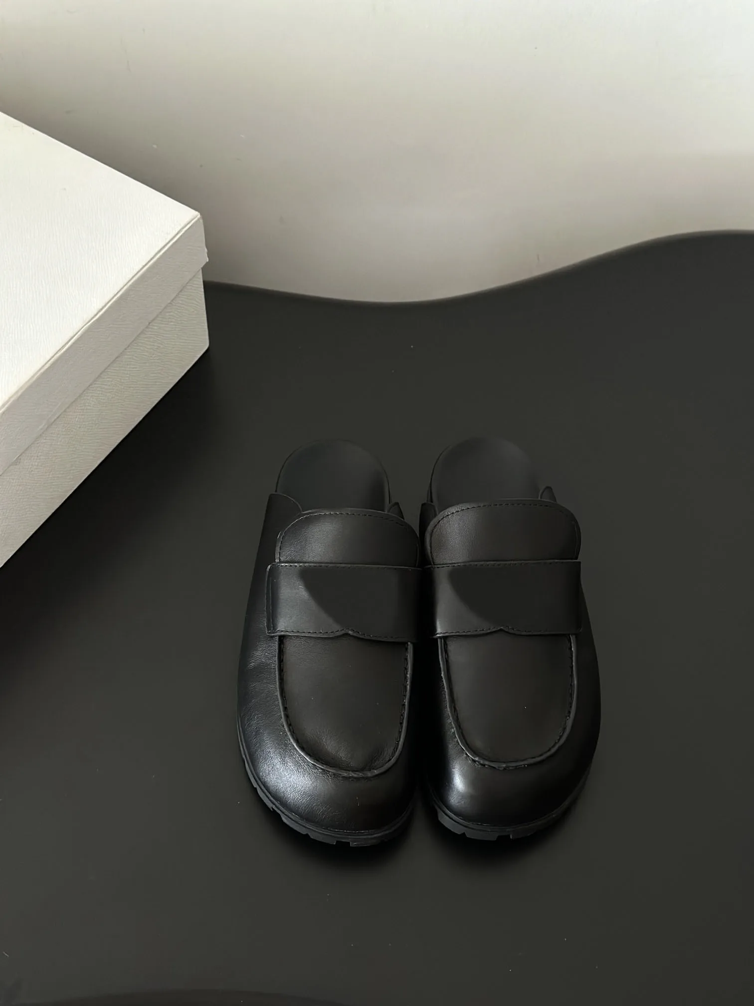 Women's Black Leather Mules