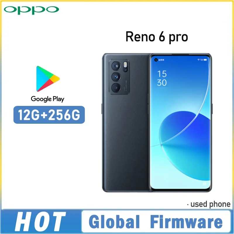 Global firmware OPPO Reno 6 Pro 5G smartPhone MTk Dimensity 1200 12GB 256GB Rear camera 64MP r6p 4500mAh battery used phone