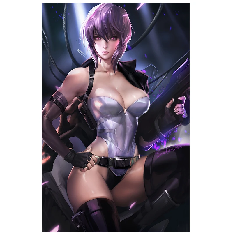 Print Game anime Motoko Kusanagi Nude Sexy Girl Art Canvas Poster Customi 16x24 24x36 Inch Living Room Bedroom Home Wall Picture