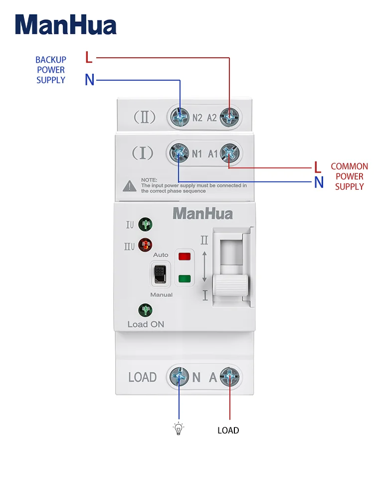 ManHua ATS DIN-Schienen-Doppelstromversorgung MES1-63NS Automatischer Transferschalter mit Spannungsschutz 2P 4P 63A 220V Unterbrechungsfreie Stromversorgung – Detail 2