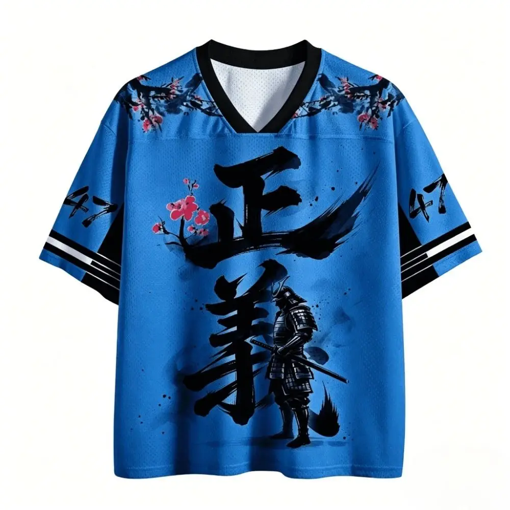 Latest Japanese-style Ukiyo-e Justice Warrior 3D Printed Sport Quick-drying Men's Casual Fashionable V-neck T-shirt