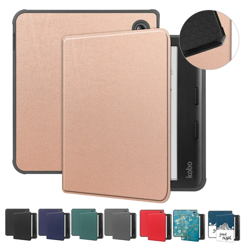 Flip livro funda para kobo libra cor 2024 7 "caso inteligente acordar/sono capa de couro do plutônio para coque kobo libra 2e 2021 tpu capa traseira