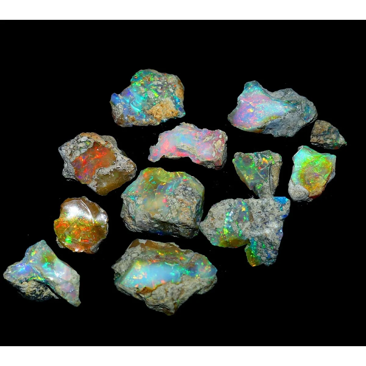 AAA+ Natural Ethiopian Welo Opal Rough 25-80CT Genuine Fire Opal Loose Gemstone Rainbow Flash Mineral Specimen
