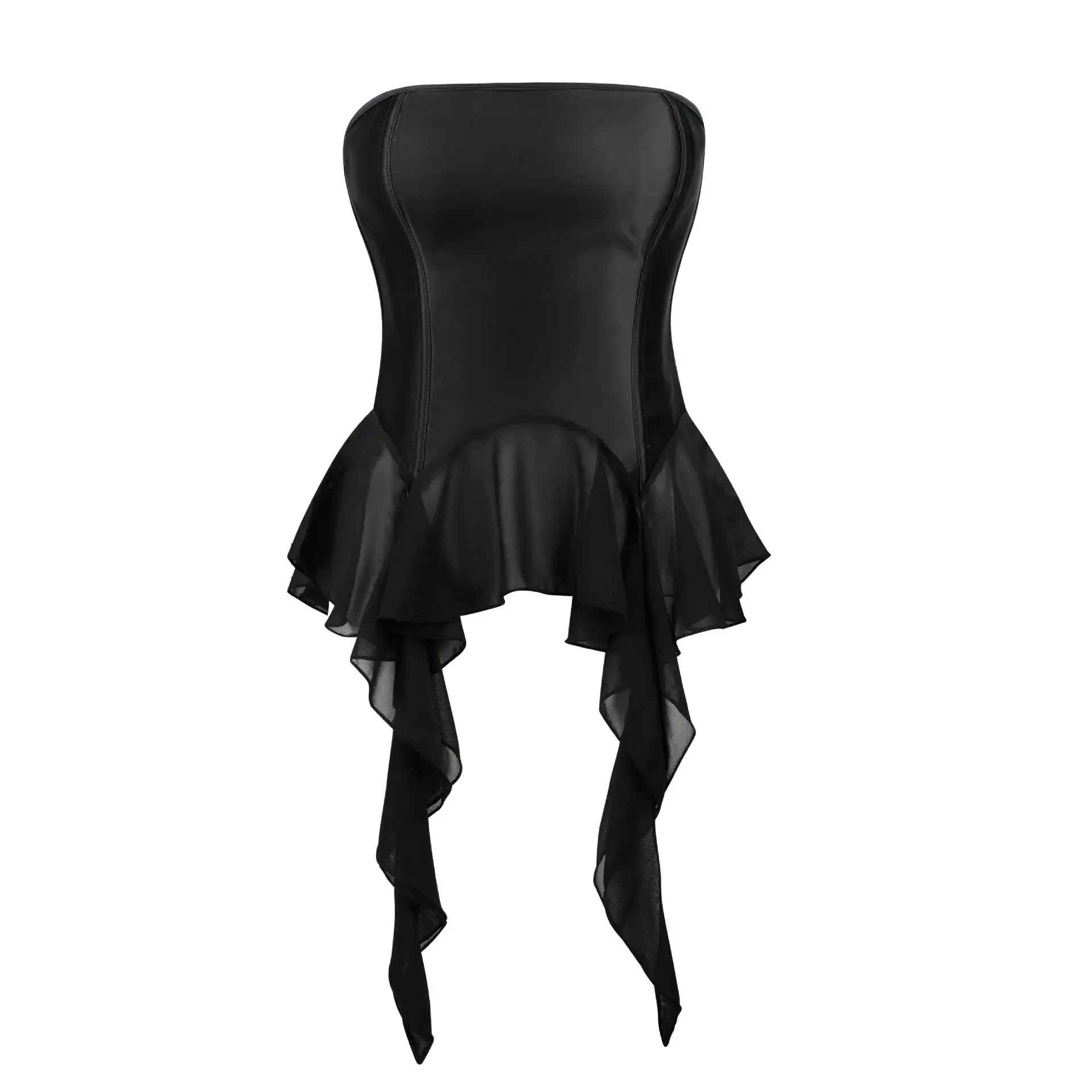 

Black Women's Corset Skirt Lingerie Satin Overbust Lace-up Bustiers Top Sexy Underwear Corselet Dress