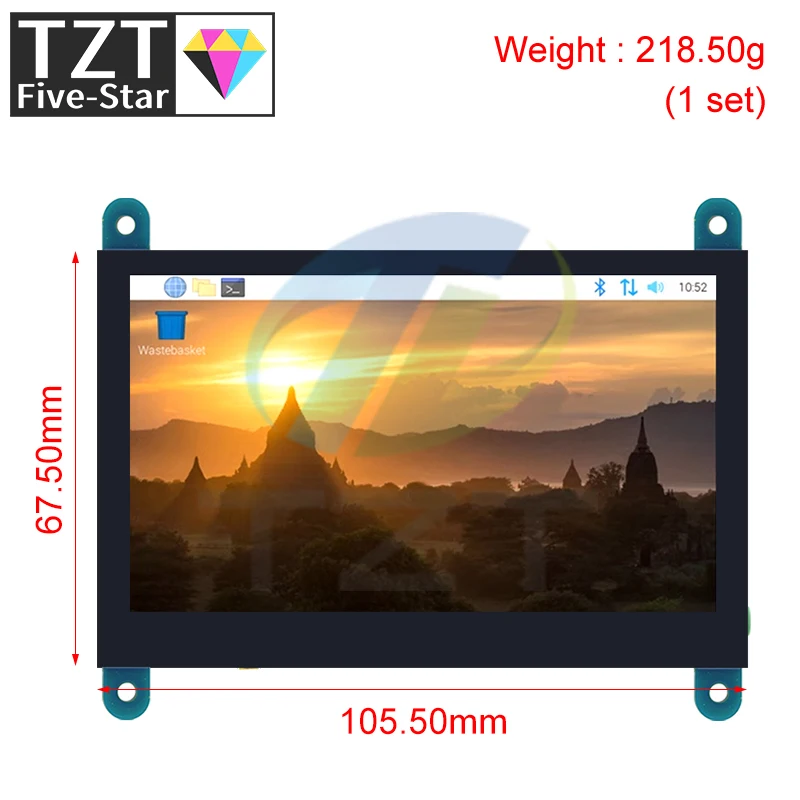 Imagem -02 - Tzt-touch Control Painel de Tela Capacitiva Monitor Ips para Raspberry pi Usb Hdmi Display Lcd 800*480 Pontos 43 Polegadas