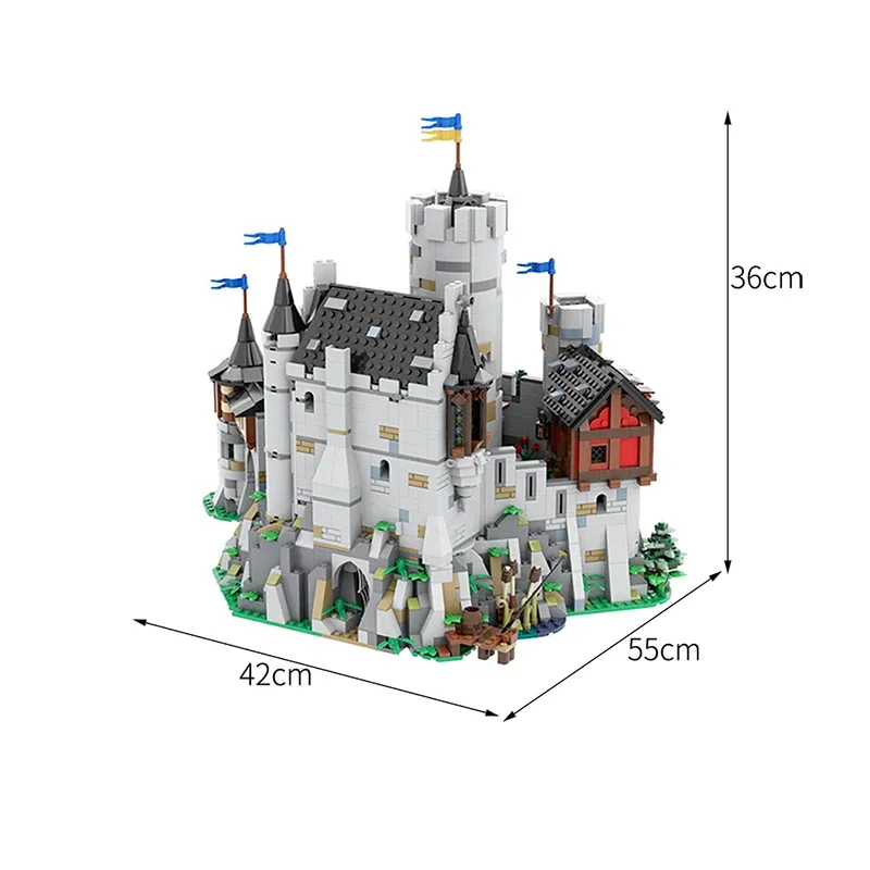 Lowenstein zamek zestaw klocków budowlanych MOC-24877 średniowieczne miasto dom miejski chata architektura montaż cegieł Model zabawki dla dzieci prezenty