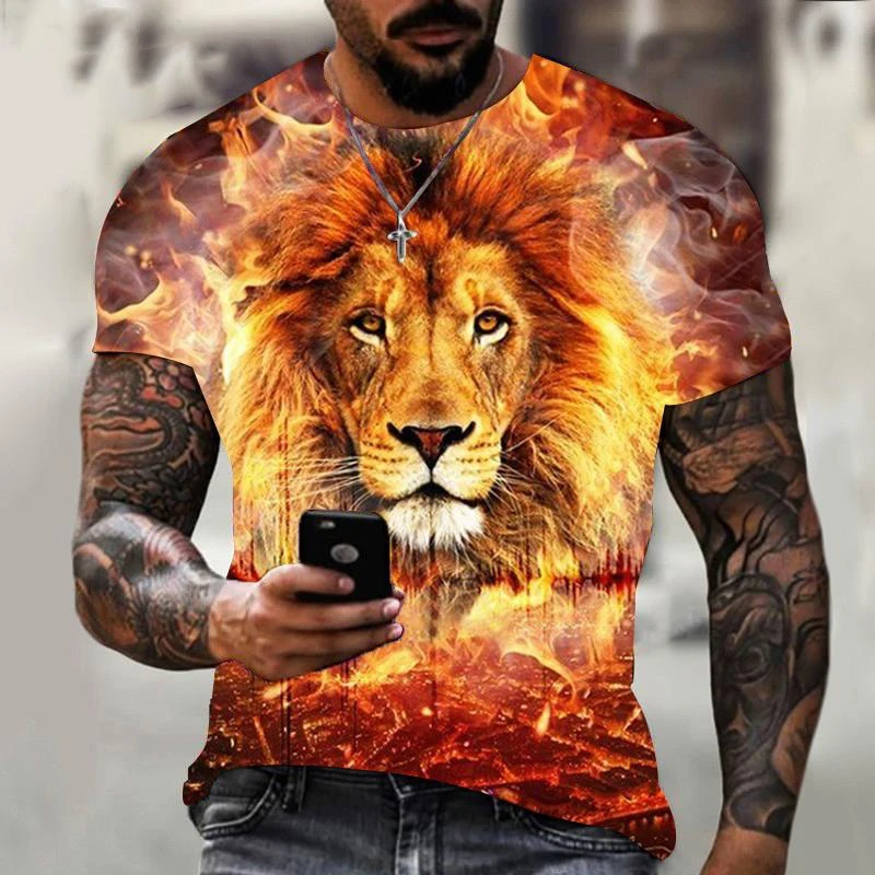 

Новая модная футболка с 3D принтом Flame Tiger, мужская и женская повседневная рубашка с короткими рукавами и животным тигром, топ