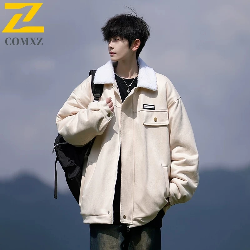 

COMXZ Мужская стеганая куртка для повседневной прогулки, теплая функциональная зимняя куртка для лыжного курорта, уличная однотонная стеганая куртка для отдыха, высокое качество