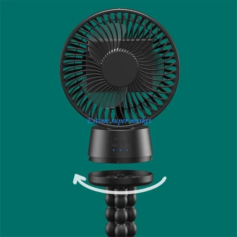 090B مروحة USB قابلة للشحن مروحة كهربائية محمولة باليد مروحة تبريد خارجية 3Gear قابلة للتعديل مع تثبيت الضوء الليلي على عربة #4