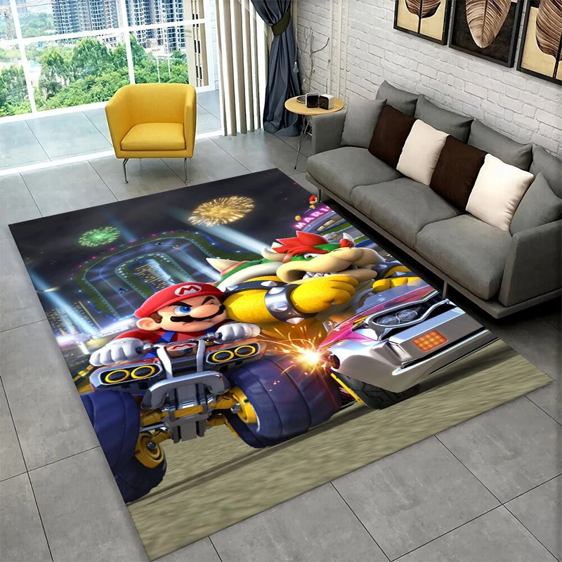3D Cute Cartoon M-Mario Bros Game Non-Slip Area Rug for Living Room Bedroom Playroom,Carpet Floor Mat for Home Decor Holiday