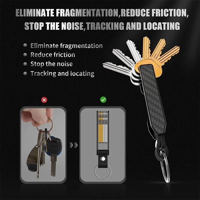 Smart Key Holder for Men Clip Portable Compact Keychain Key Hard Aluminum Intelligent Flexible Case Key Organizer for Airtag