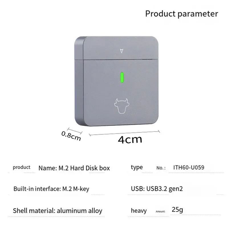 A72Z 2230 NVMe SSD Enclosure PCIe USB3.2 10Gbps Aluminum Portable External SSD Enclosure Supports UASP TRIM