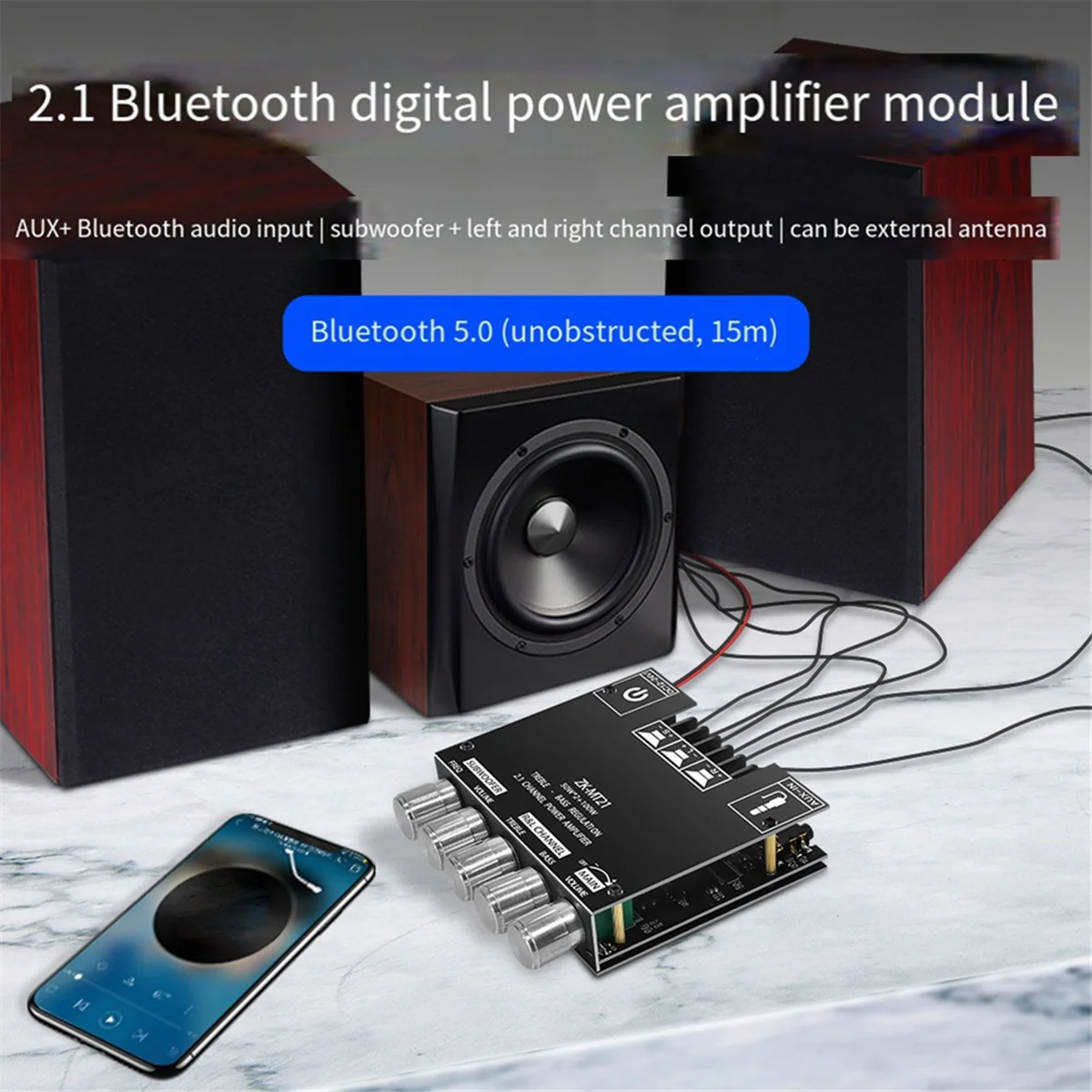 BT5.0 Amplify Board 2.1 Channel 50WX2+100W Subwoofer Amplifier Board Audio Bass Stereo Amplify Board