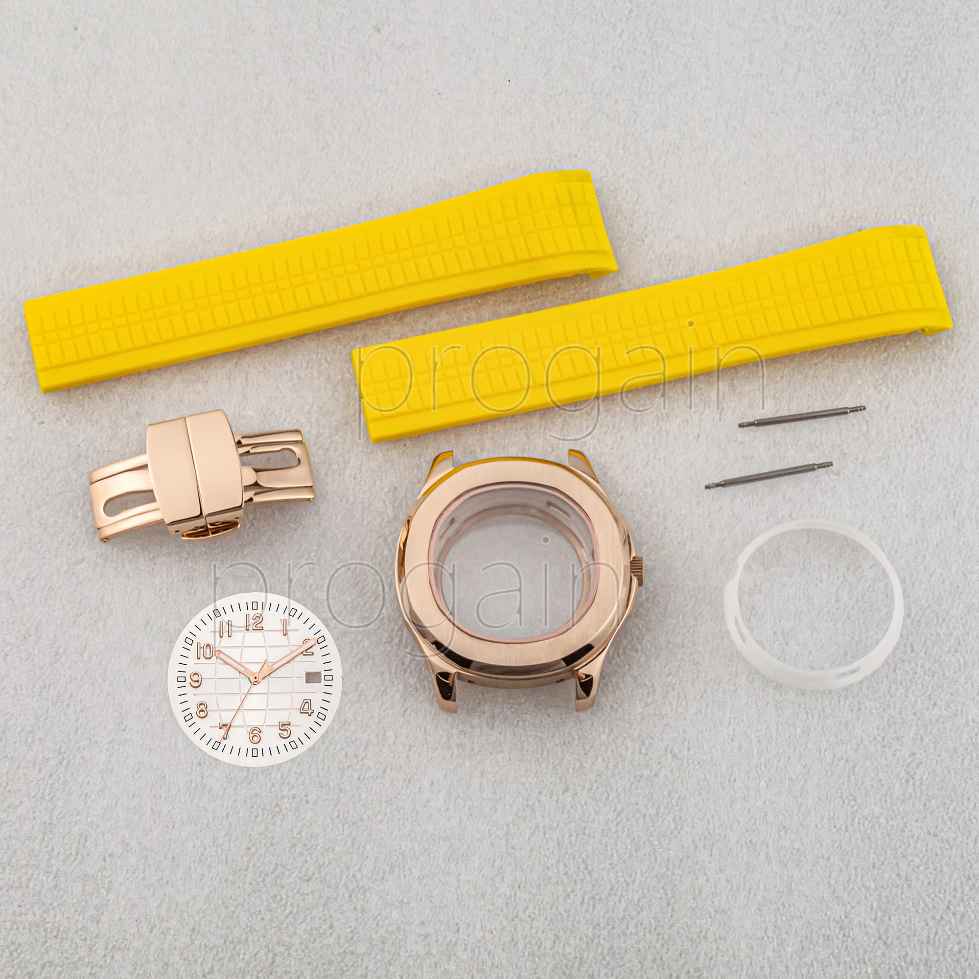 

NH35 Watch Case Stainless Steel Sapphire Glass 21MM Rubber Strap 32MM Dial Hands for AQUANAUT Nautilus NH35 NH36 Movement