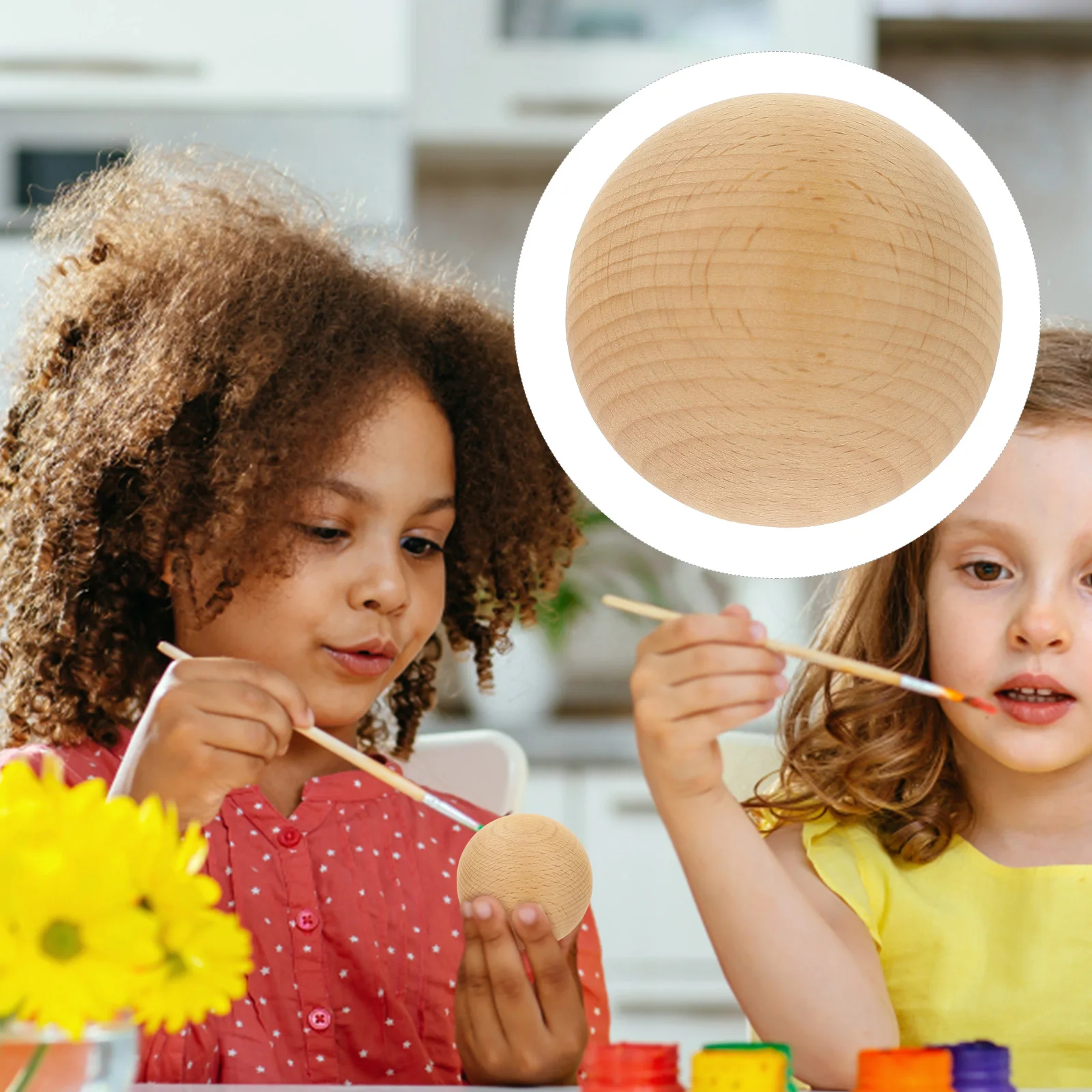 

Unfinished Wooden Balls Diy Painting Craft Decorative Ball Art Project Natural Wood Color Blank Ornament Figurines