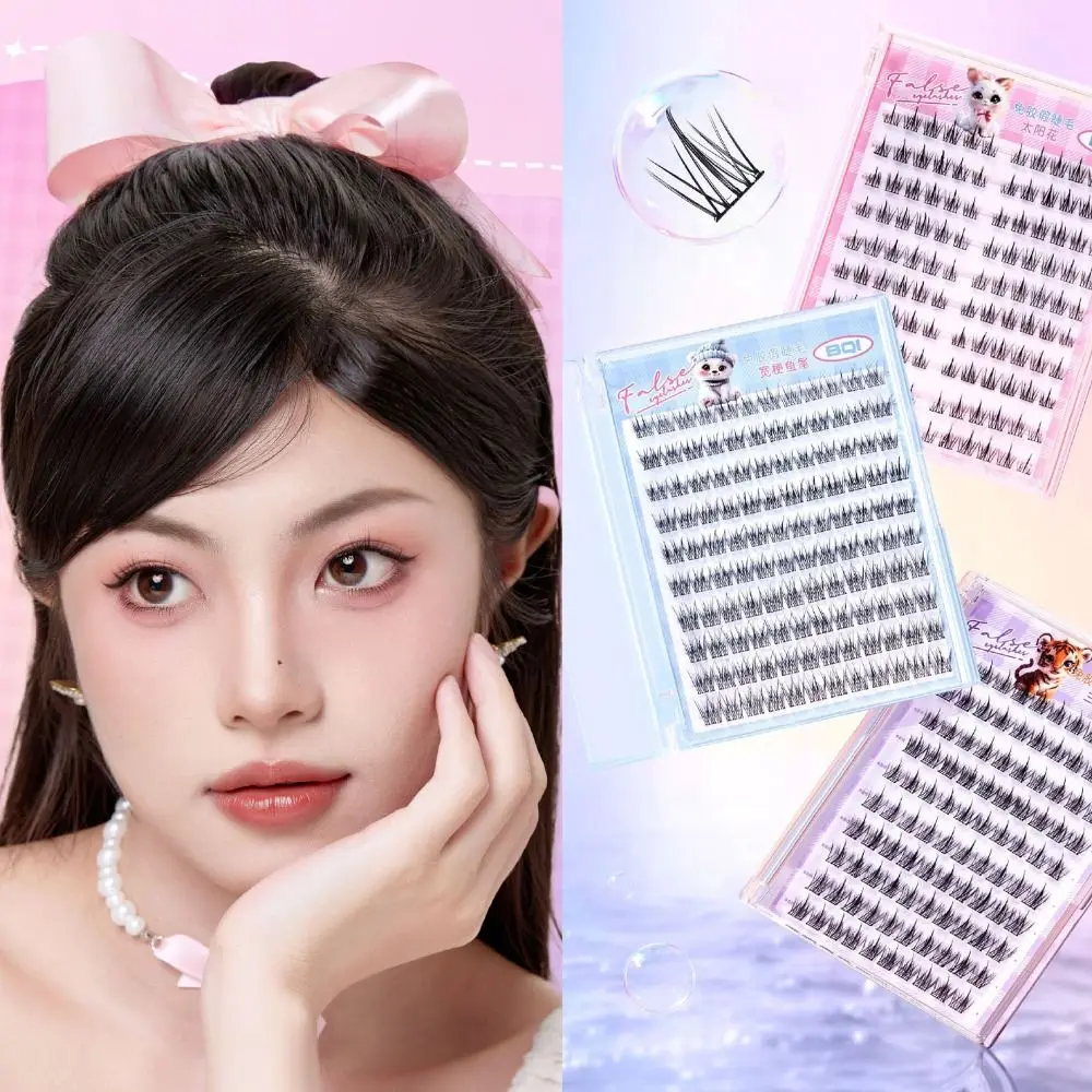 Fashion 5D Glue-Free Fake Lashes Soft 10 Rows Segmented Eyelashes Bundles Resuable DIY Self-adhesive False Eyelashes Party