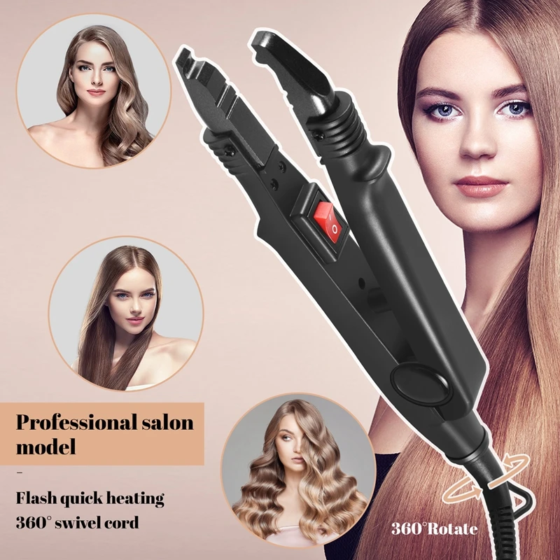 الشعر التمديد الحديد الكيراتين أدوات الترابط الانصهار موصل الحرارة آلة درجة الحرارة الانصهار موصل الحرارة الأسود