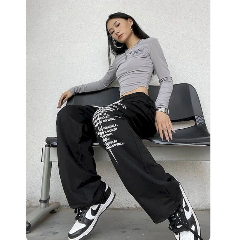 Vintage Women's Pants High Street Pants Wide Leg Pants Korean Fashion Y2k Pants Loose Sporty Sweatpants Women Clothing Trousers